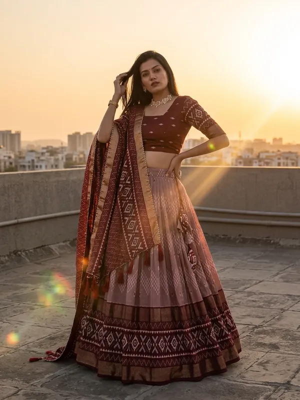 Maroon_Dola_Silk_Patola_Foil_Print_Lehenga_Choli_For_Women
