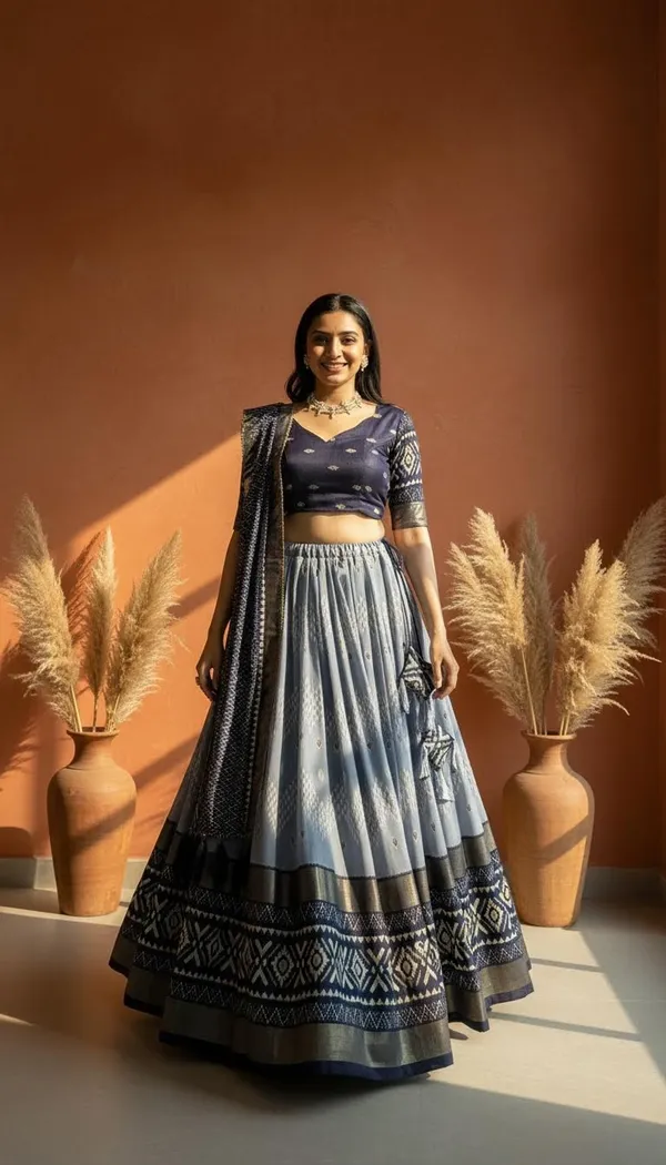 Navy_Blue_Dola_Silk_Patola_Foil_Print_Lehenga_Choli_For_Women