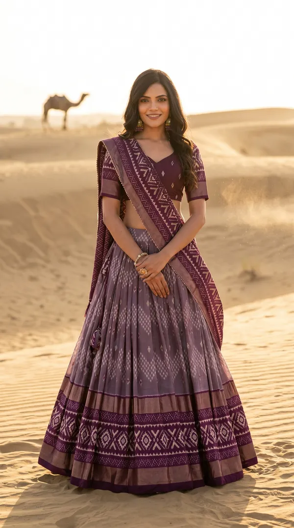 Wine_Dola_Silk_Patola_Print_Gotta_Patti_Lehenga_Choli_For_Women