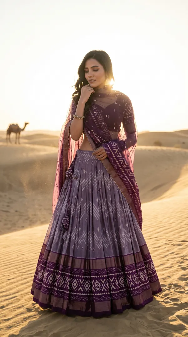 Wine_Dola_Silk_Patola_Print_Gotta_Patti_Lehenga_Choli_For_Women