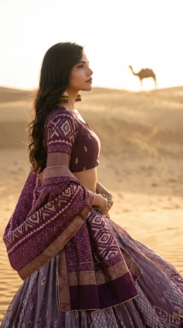Wine_Dola_Silk_Patola_Print_Gotta_Patti_Lehenga_Choli_For_Women