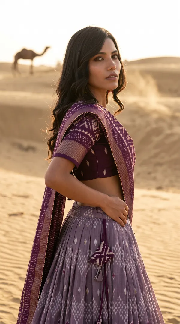 Wine_Dola_Silk_Patola_Print_Gotta_Patti_Lehenga_Choli_For_Women