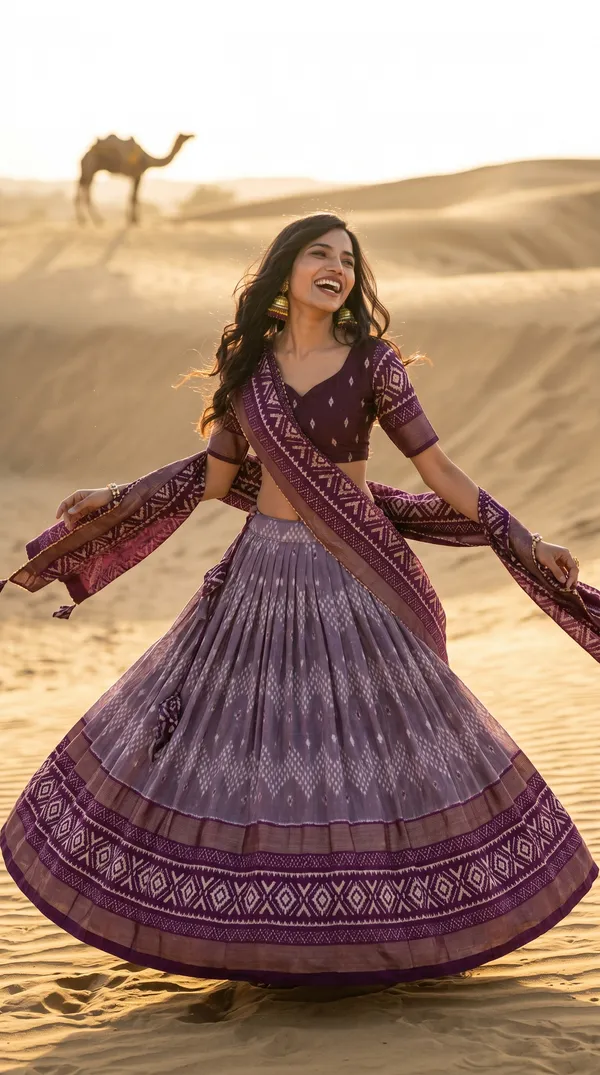 Wine_Dola_Silk_Patola_Print_Gotta_Patti_Lehenga_Choli_For_Women