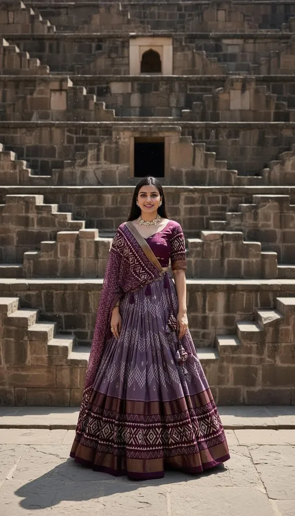 Wine_Dola_Silk_Patola_Foil_Print_Lehenga_Choli_For_Women