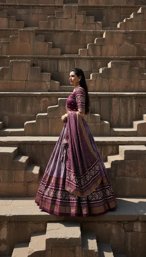 Wine_Dola_Silk_Patola_Foil_Print_Lehenga_Choli_For_Women