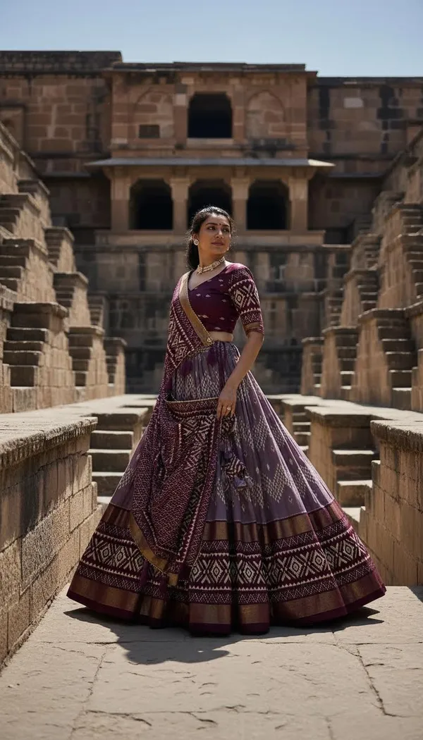 Wine_Dola_Silk_Patola_Foil_Print_Lehenga_Choli_For_Women