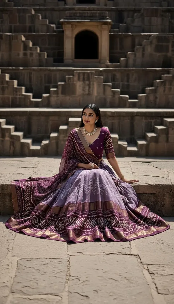 Wine_Dola_Silk_Patola_Foil_Print_Lehenga_Choli_For_Women