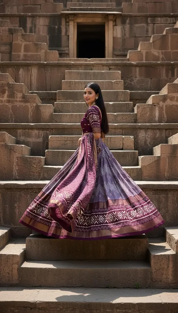 Wine_Dola_Silk_Patola_Foil_Print_Lehenga_Choli_For_Women
