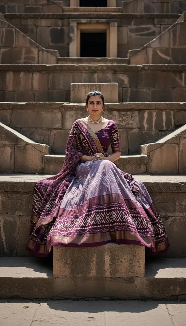 Wine_Dola_Silk_Patola_Foil_Print_Lehenga_Choli_For_Women