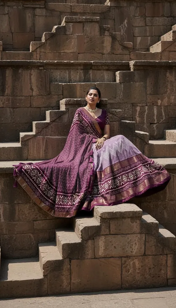 Wine_Dola_Silk_Patola_Foil_Print_Lehenga_Choli_For_Women