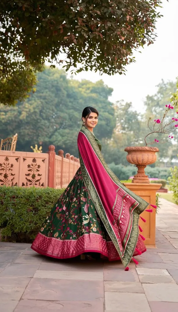 Green_Dola_Silk_Patola_Print_Stitched_Lehenga_Choli_For_Women