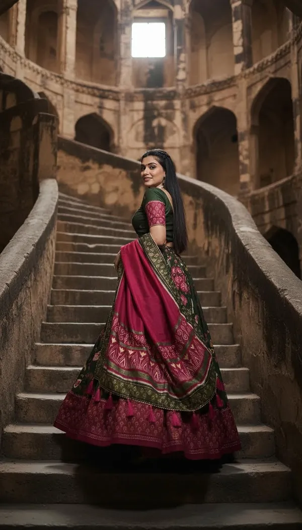 Green_Dola_Silk_Patola_Print_Stitched_Lehenga_Choli_For_Women