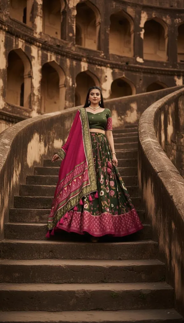 Green_Dola_Silk_Patola_Print_Stitched_Lehenga_Choli_For_Women