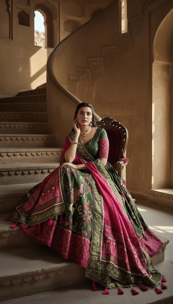 Green_Dola_Silk_Patola_Print_Stitched_Lehenga_Choli_For_Women