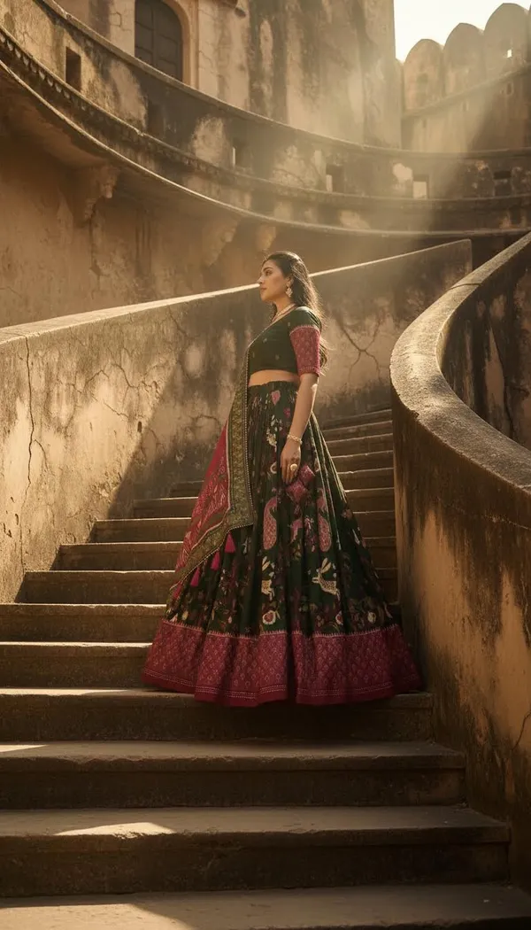Green_Dola_Silk_Patola_Print_Stitched_Lehenga_Choli_For_Women