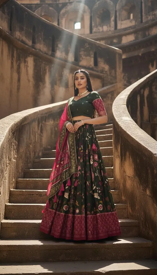 Green_Dola_Silk_Patola_Print_Stitched_Lehenga_Choli_For_Women