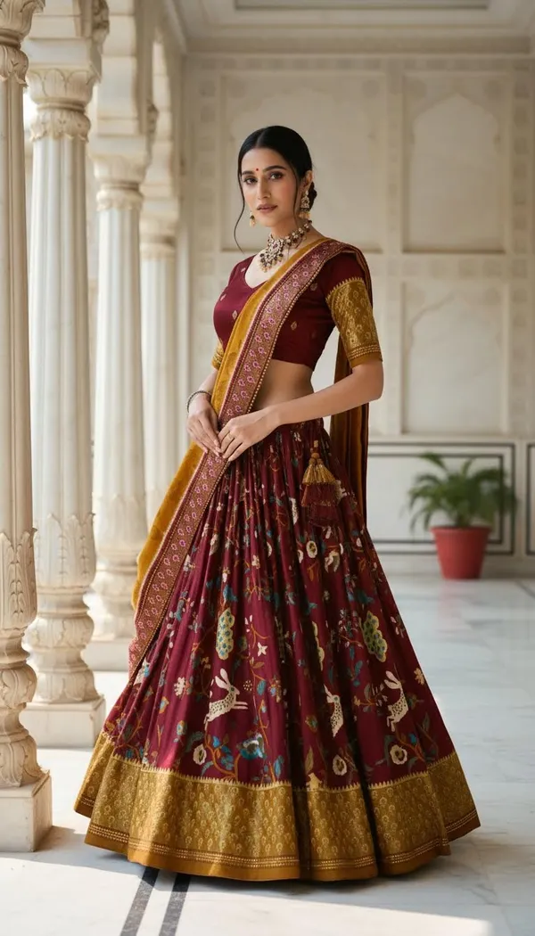 Maroon_Dola_Silk_Patola_Print_Stitched_Lehenga_Choli_For_Women