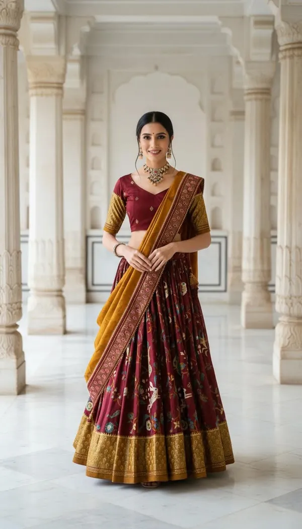 Maroon_Dola_Silk_Patola_Print_Stitched_Lehenga_Choli_For_Women