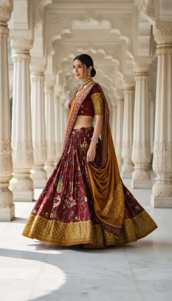 Maroon_Dola_Silk_Patola_Print_Stitched_Lehenga_Choli_For_Women