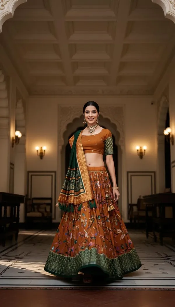 Mustard_Dola_Silk_Patola_Foil_Print_Lehenga_Choli_For_Women
