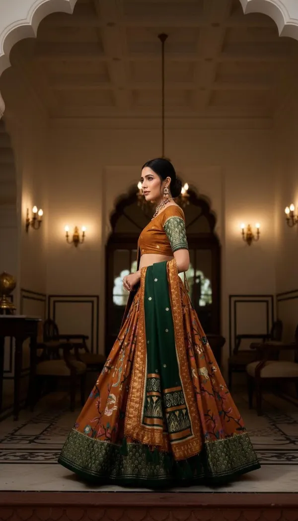 Mustard_Dola_Silk_Patola_Foil_Print_Lehenga_Choli_For_Women
