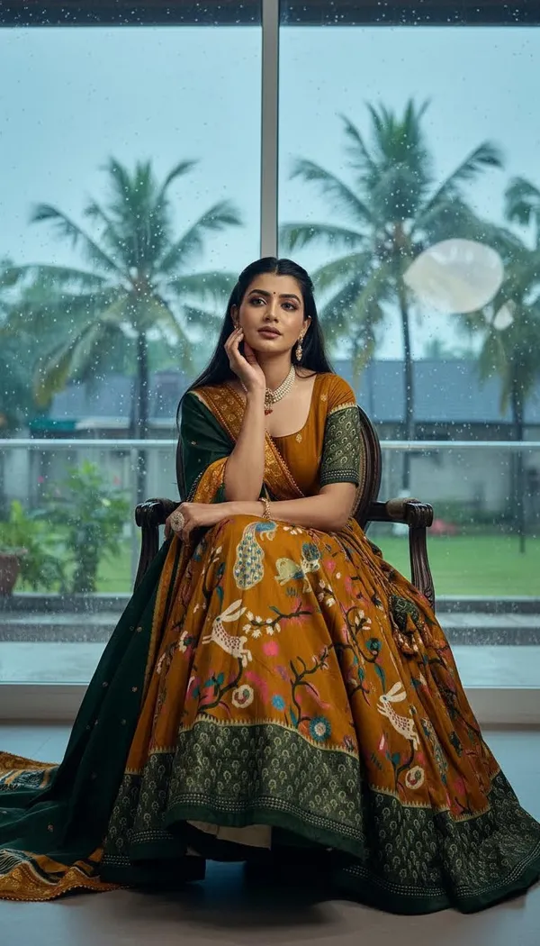 Mustard_Dola_Silk_Patola_Foil_Print_Lehenga_Choli_For_Women