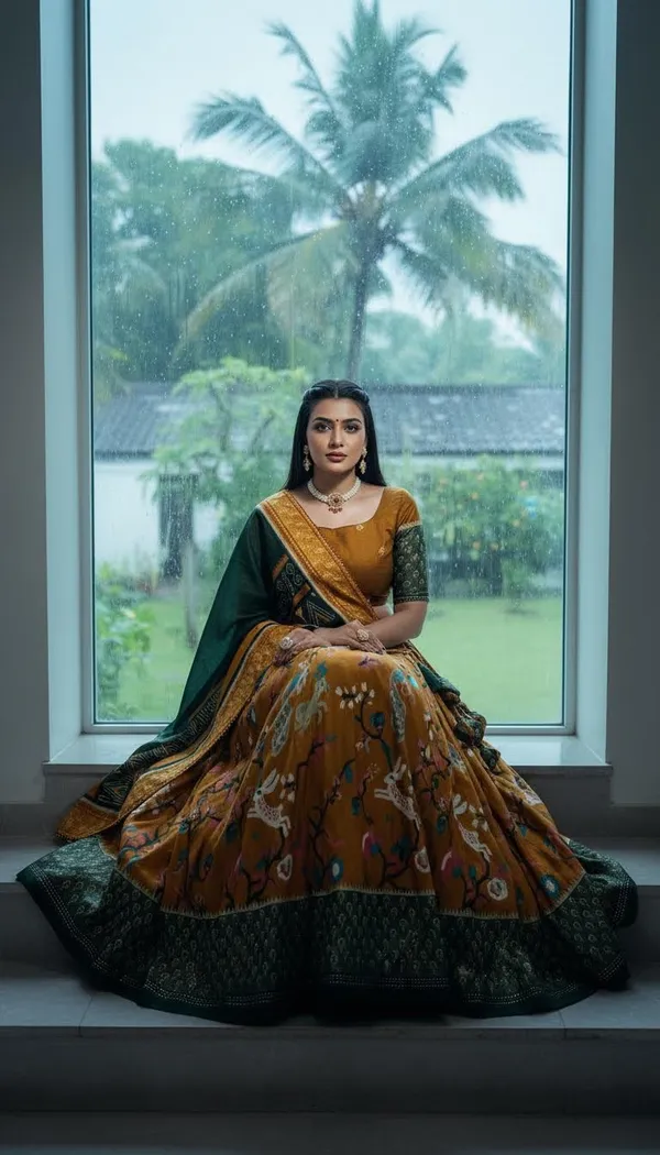 Mustard_Dola_Silk_Patola_Foil_Print_Lehenga_Choli_For_Women