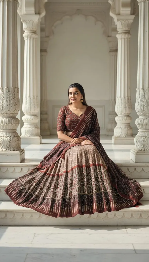 Brown_Dola_Silk_Patola_Foil_Print_Lehenga_Choli_For_Women