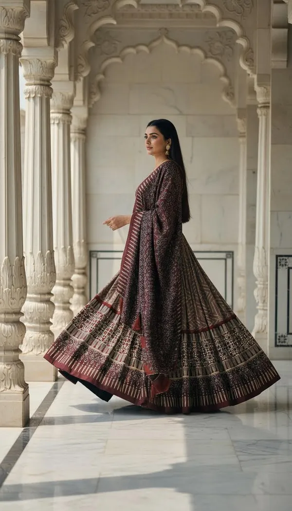Brown_Dola_Silk_Patola_Foil_Print_Lehenga_Choli_For_Women