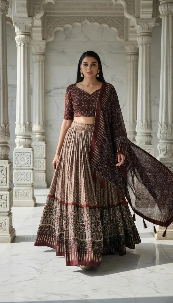 Brown_Dola_Silk_Patola_Foil_Print_Lehenga_Choli_For_Women