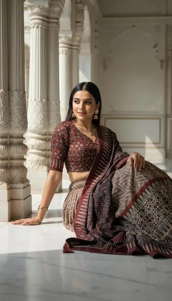Brown_Dola_Silk_Patola_Foil_Print_Lehenga_Choli_For_Women