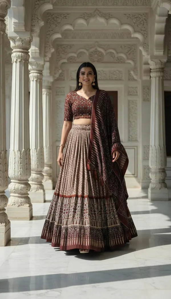 Brown_Dola_Silk_Patola_Foil_Print_Lehenga_Choli_For_Women