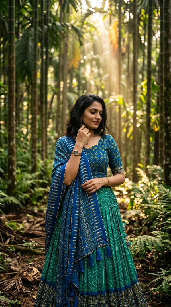 Green_Dola_Silk_Patola_Foil_Print_Lehenga_Choli_For_Women