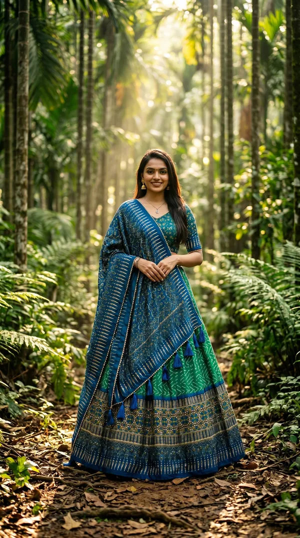 Green_Dola_Silk_Patola_Foil_Print_Lehenga_Choli_For_Women