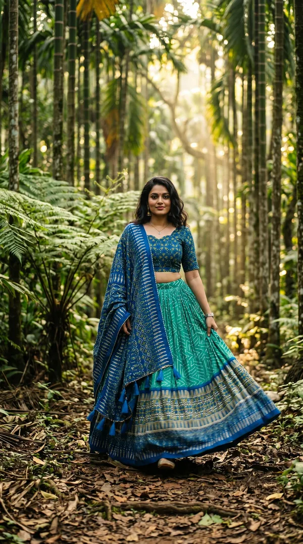 Green_Dola_Silk_Patola_Foil_Print_Lehenga_Choli_For_Women