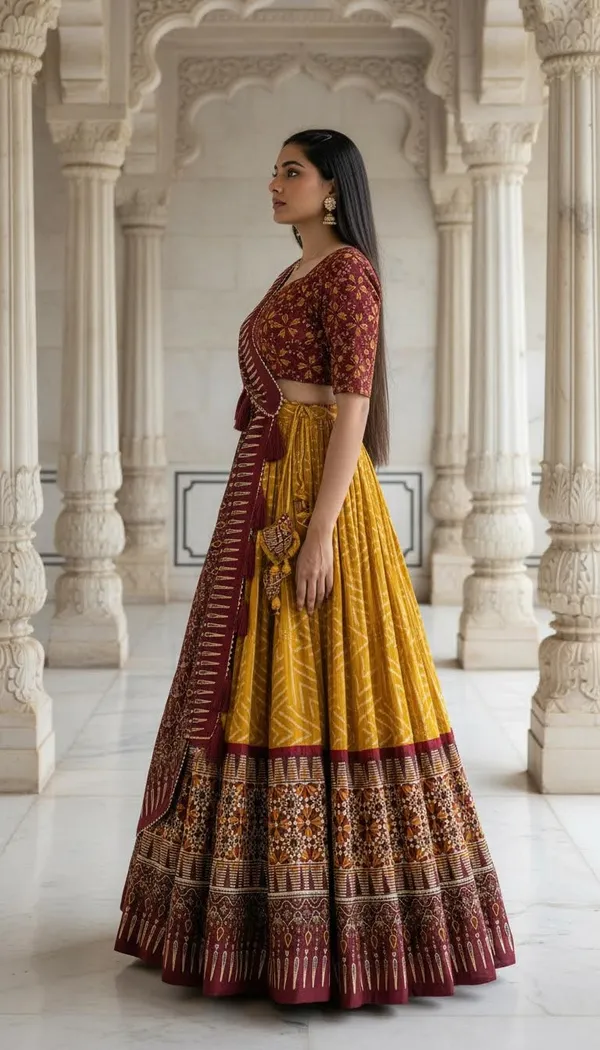 Yellow_Dola_Silk_Patola_Foil_Print_Lehenga_Choli_For_Women