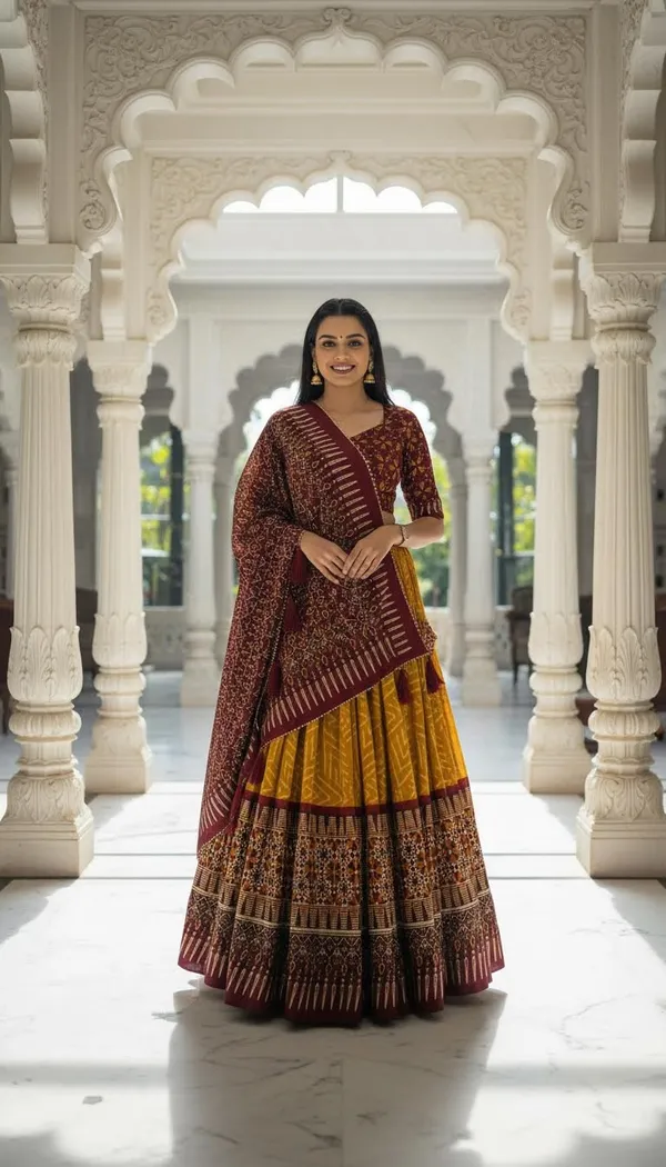 Yellow_Dola_Silk_Patola_Foil_Print_Lehenga_Choli_For_Women