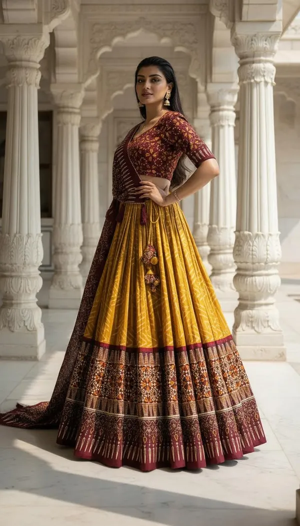 Yellow_Dola_Silk_Patola_Foil_Print_Lehenga_Choli_For_Women
