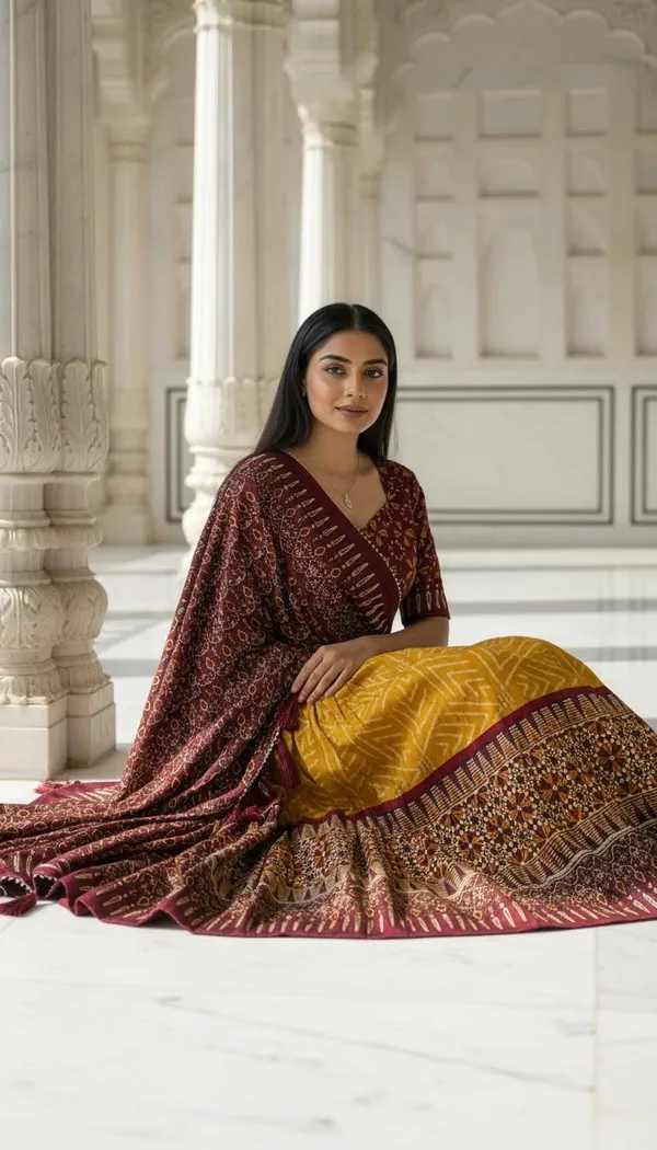Yellow_Dola_Silk_Patola_Foil_Print_Lehenga_Choli_For_Women