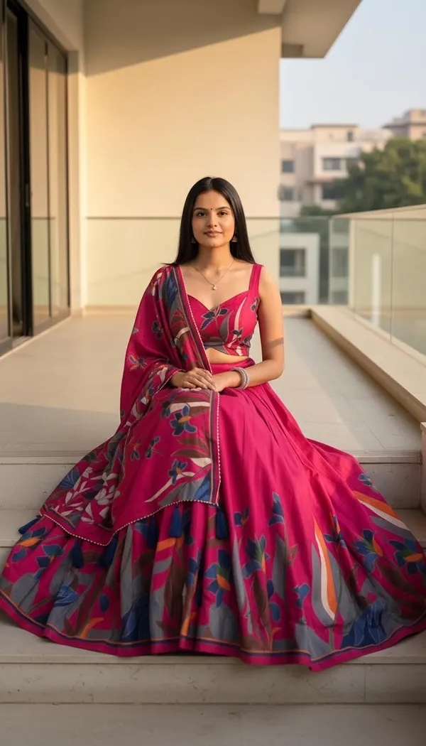 Rani_Pink_Dola_Silk_Foil_Print_Lehenga_Choli_For_Women