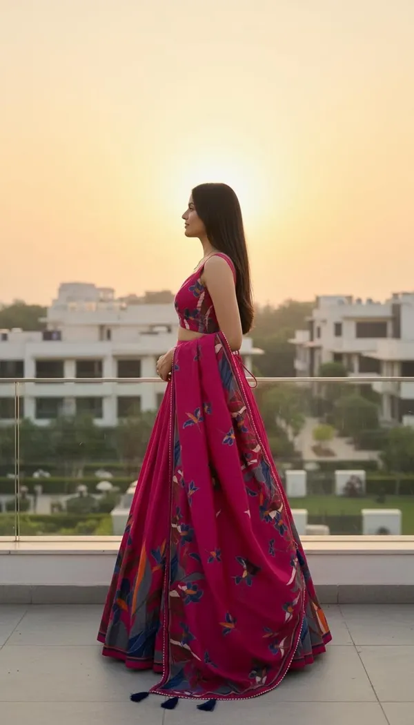 Rani_Pink_Dola_Silk_Foil_Print_Lehenga_Choli_For_Women