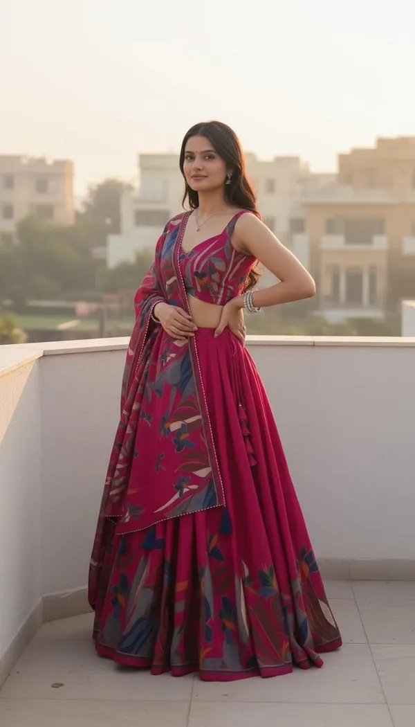 Rani_Pink_Dola_Silk_Foil_Print_Lehenga_Choli_For_Women