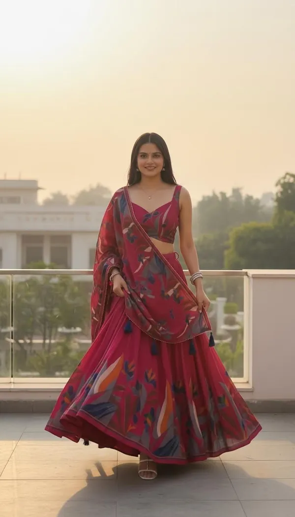 Rani_Pink_Dola_Silk_Foil_Print_Lehenga_Choli_For_Women