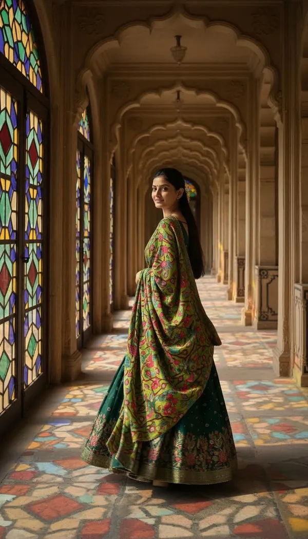 Green_Dola_Silk_Patola_Foil_Print_Lehenga_Choli_For_Women