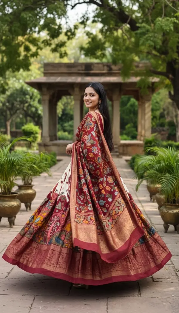 White_Dola_Silk_Patola_Foil_Print_Lehenga_Choli_For_Women