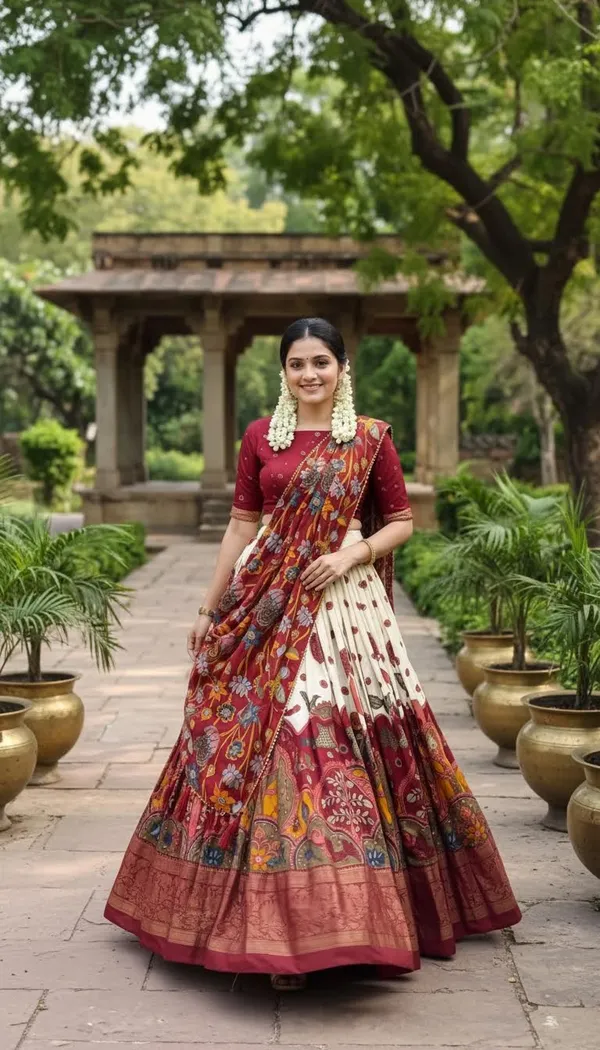 White_Dola_Silk_Patola_Foil_Print_Lehenga_Choli_For_Women