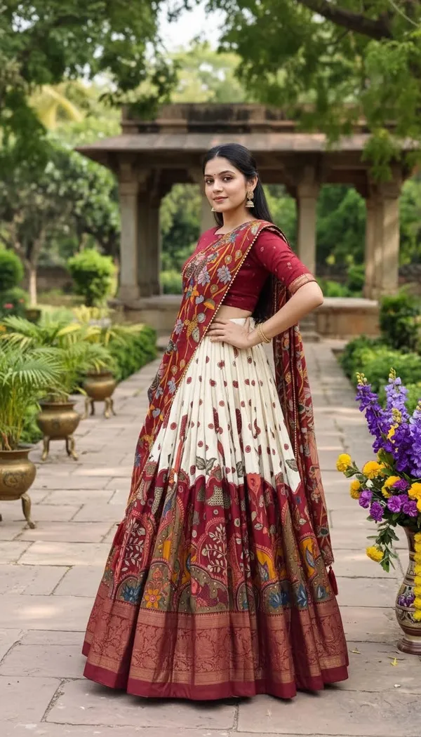 White_Dola_Silk_Patola_Foil_Print_Lehenga_Choli_For_Women