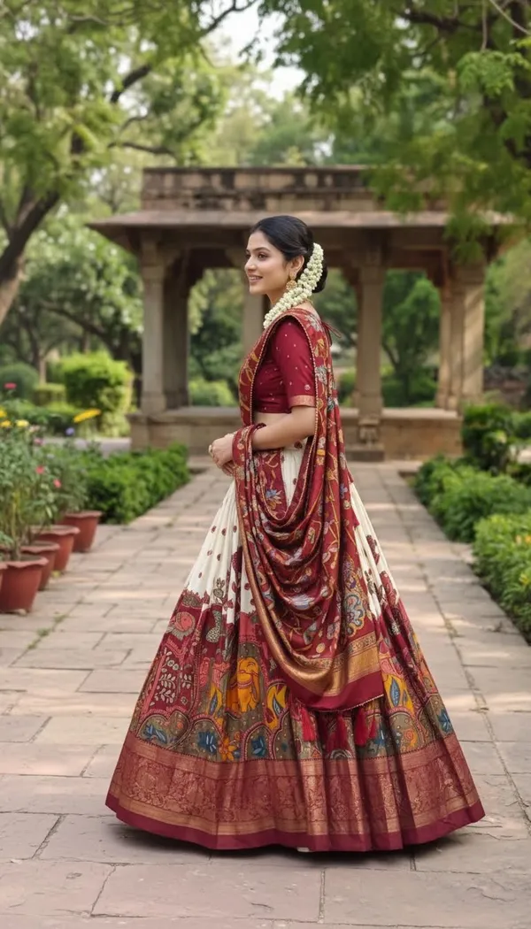 White_Dola_Silk_Patola_Foil_Print_Lehenga_Choli_For_Women