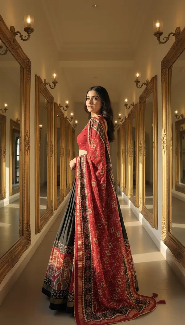 Black_Dola_Silk_Patola_Print_Lehenga_Choli_For_Women