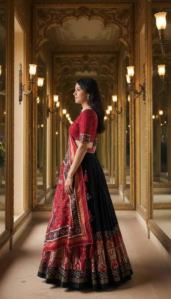 Black_Dola_Silk_Patola_Print_Lehenga_Choli_For_Women